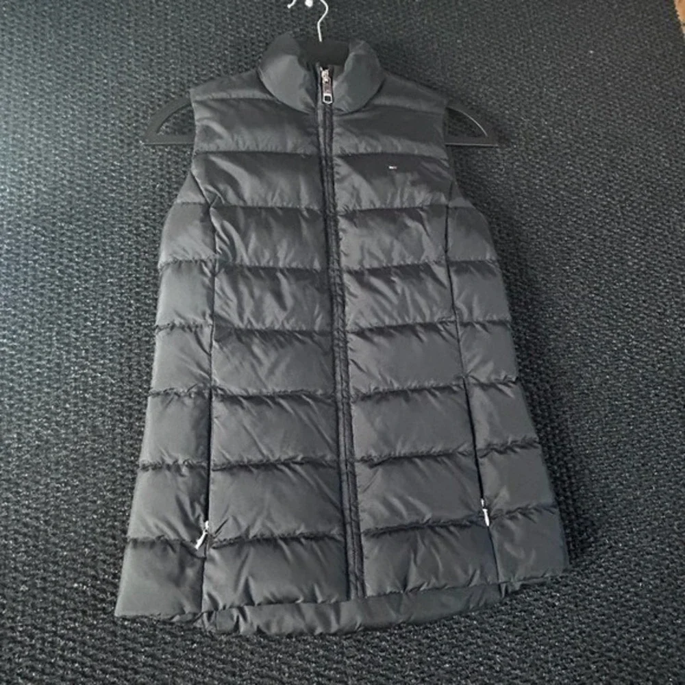 Tommy Hilfiger Women's Black Puffer Vest Quilted Full‎ Zip Collar Size XXS